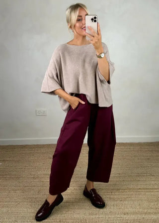 Finn barrel leg trouser - Merlot-The Style Attic