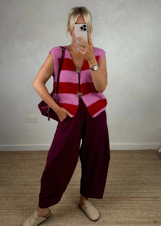 Finn barrel leg trouser - Merlot-The Style Attic