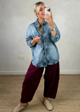 Finn barrel leg trouser - Merlot-The Style Attic