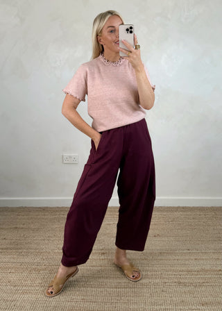 Finn barrel leg trouser - Merlot-The Style Attic