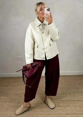 Finn barrel leg trouser - Merlot-The Style Attic