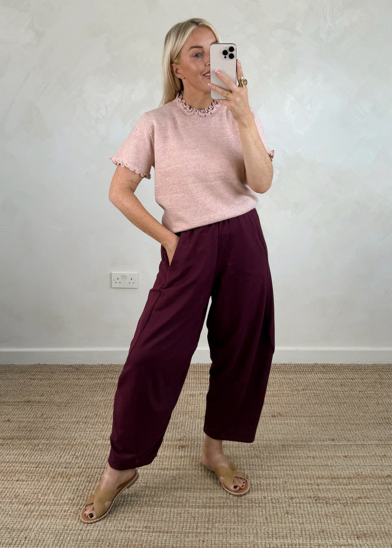 Finn barrel leg trouser - Merlot-The Style Attic