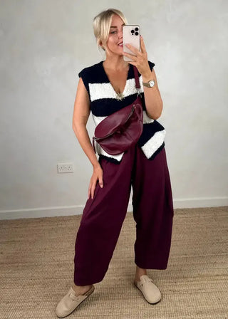 Finn barrel leg trouser - Merlot-The Style Attic