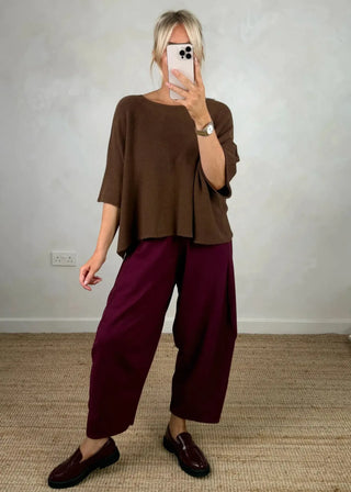 Finn barrel leg trouser - Merlot-The Style Attic