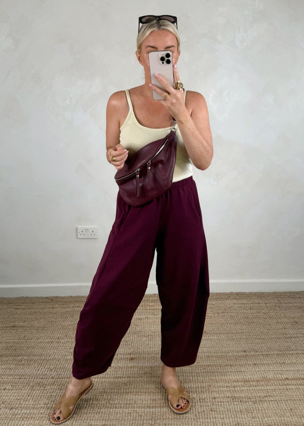 Finn barrel leg trouser - Merlot-The Style Attic