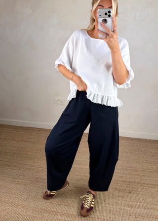 Finn barrel leg trouser - Navy-The Style Attic