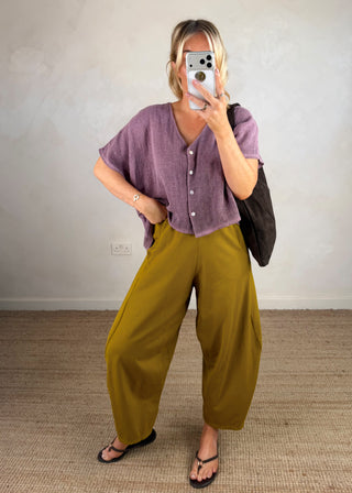 Finn barrel leg trouser - Ochre-The Style Attic