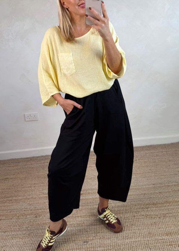Finn barrel leg trouser - black-The Style Attic
