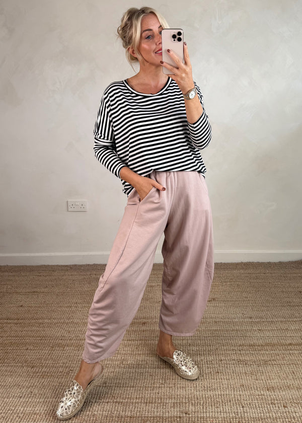 Finn barrel leg trouser - blush-The Style Attic