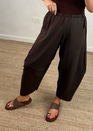 Finn barrel leg trouser - chocolate-The Style Attic