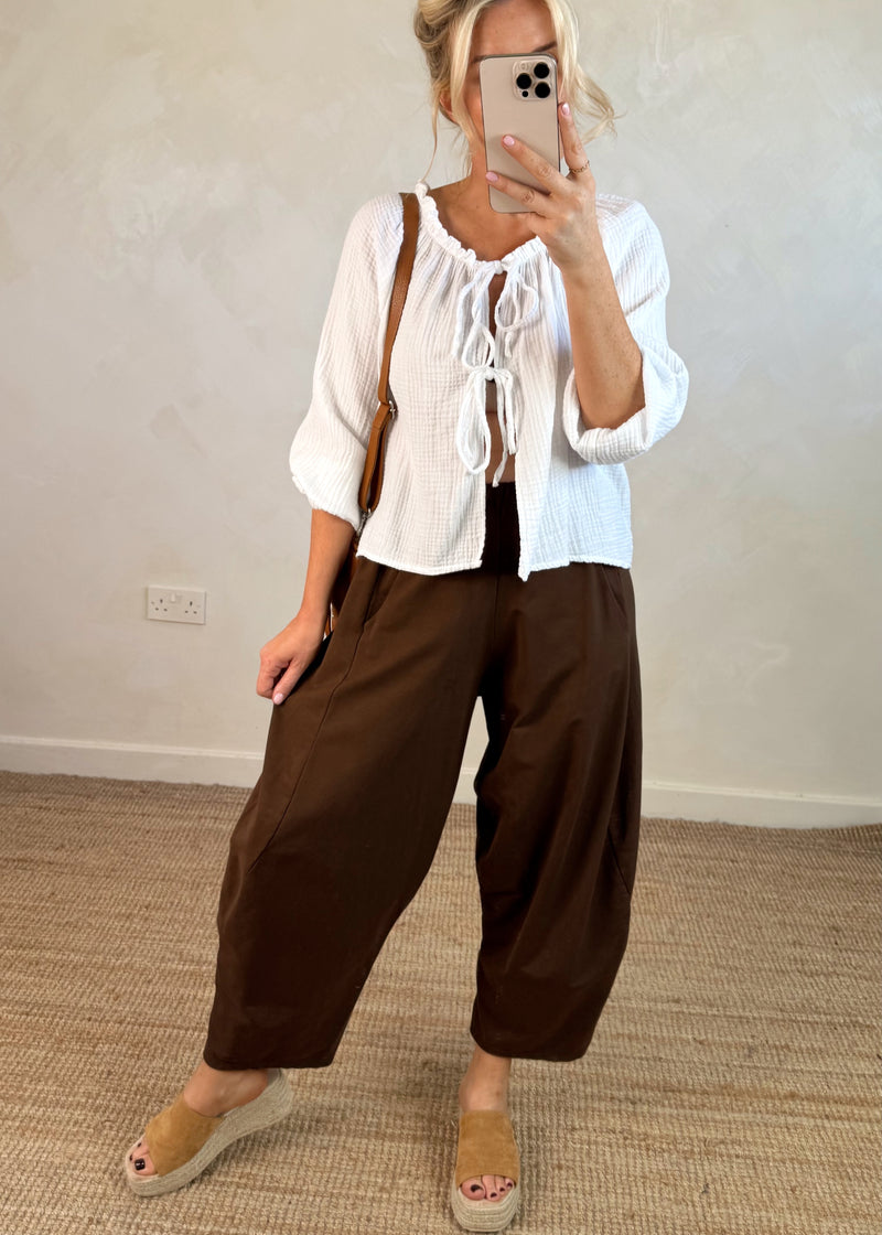 Finn barrel leg trouser - chocolate-The Style Attic