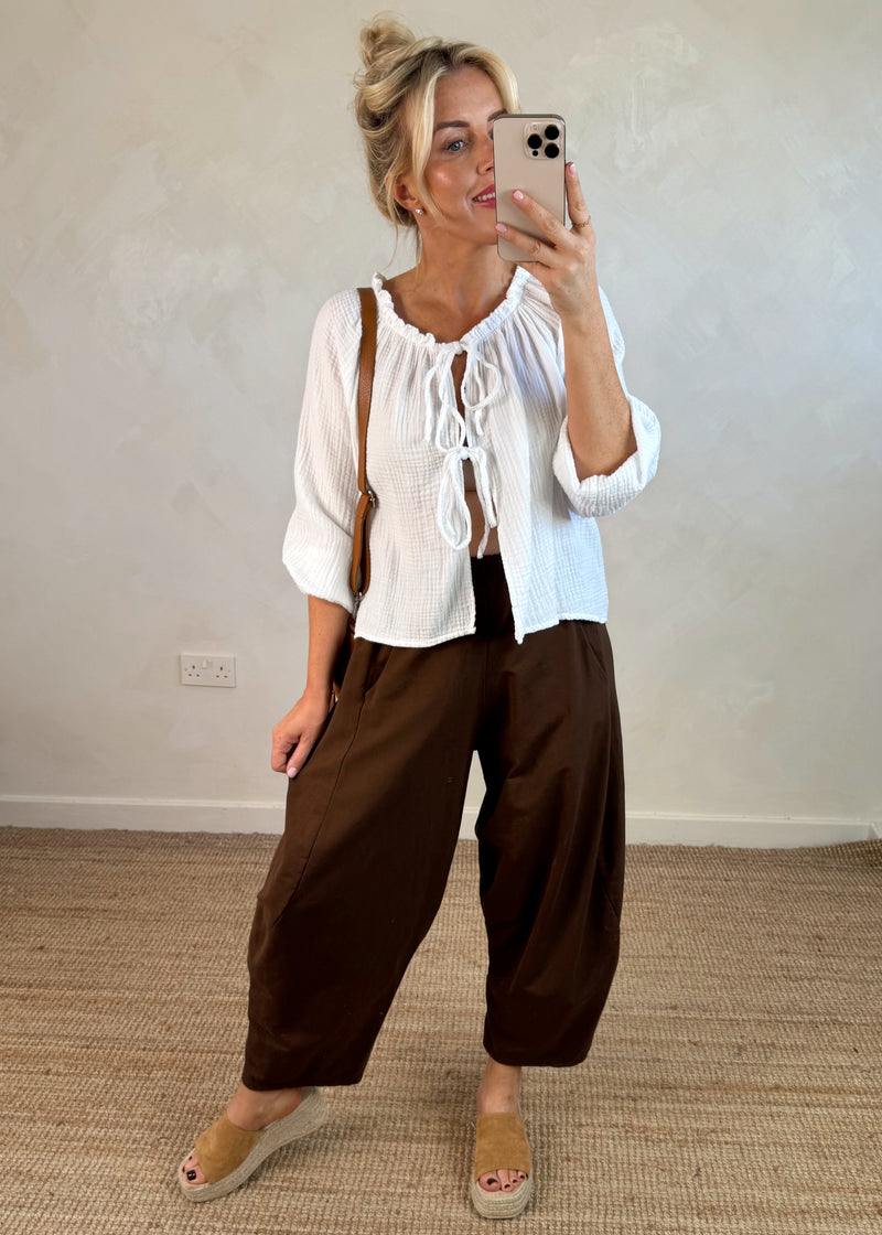 Finn barrel leg trouser - chocolate-The Style Attic