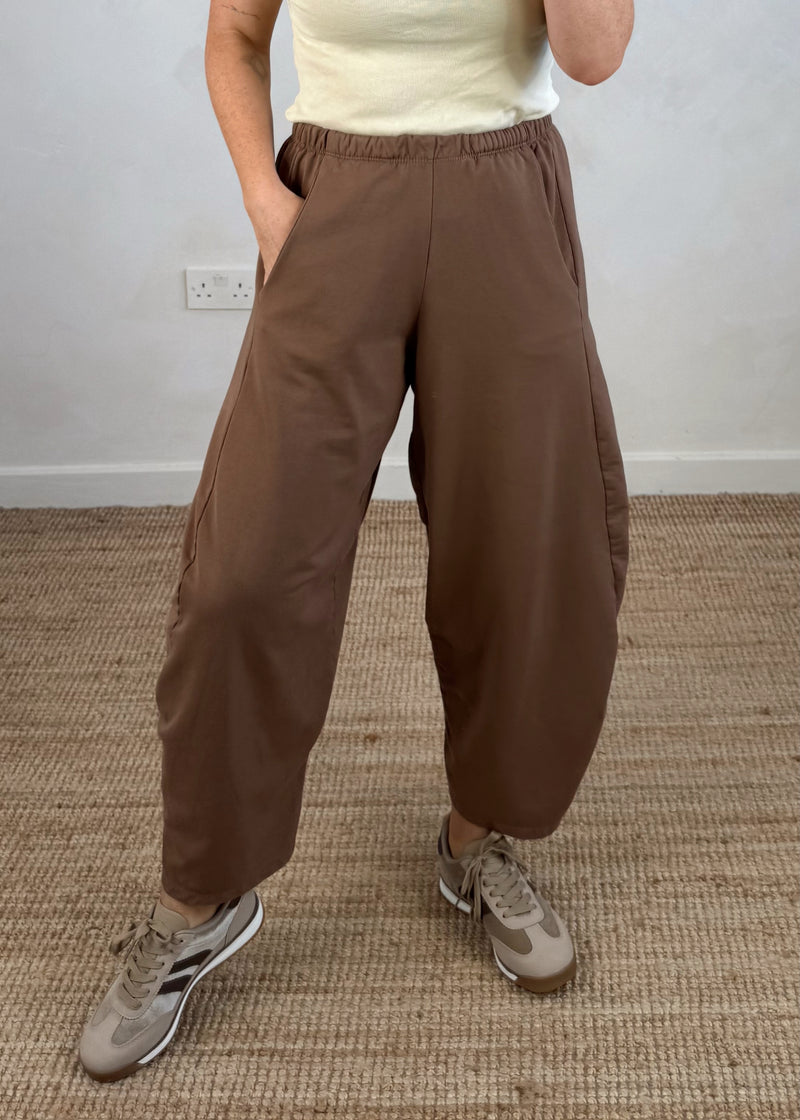 Finn barrel leg trouser - cocoa-The Style Attic