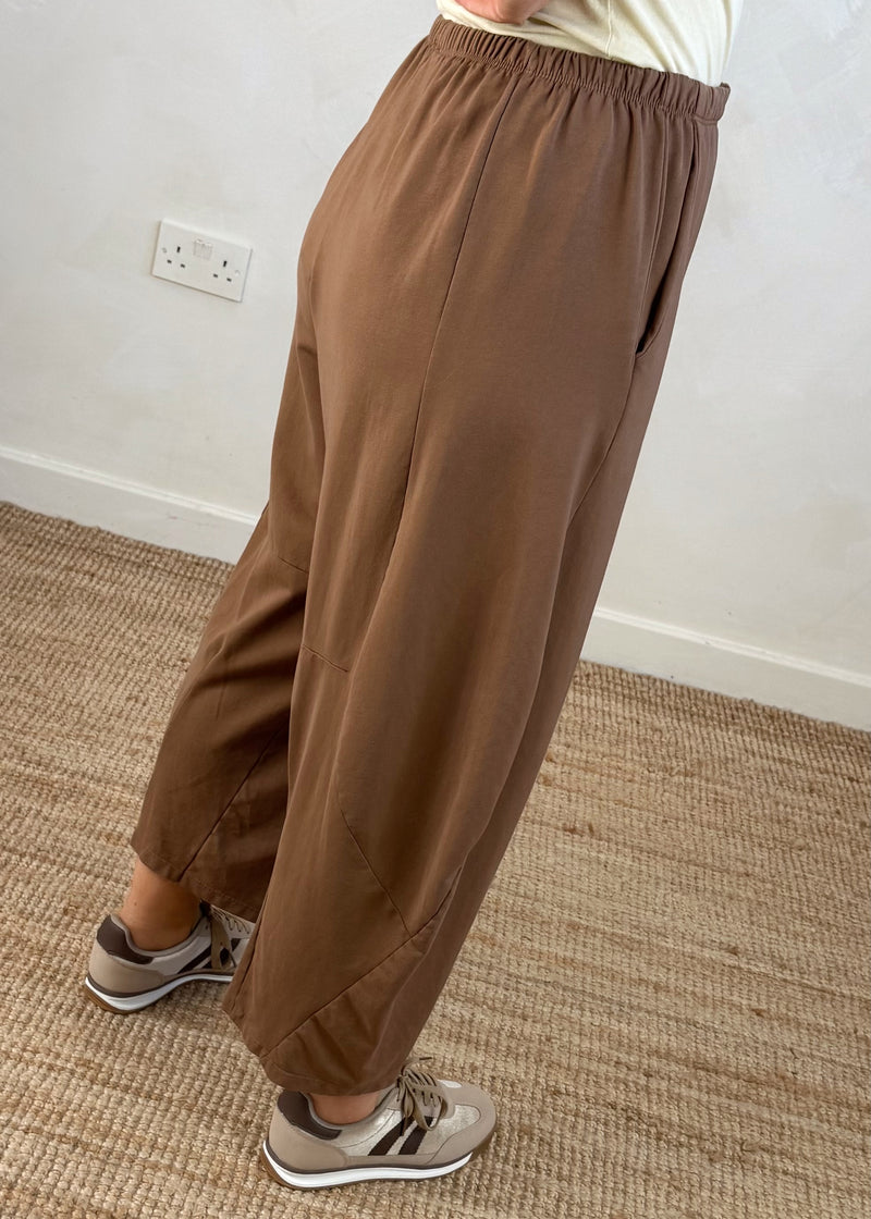 Finn barrel leg trouser - cocoa-The Style Attic