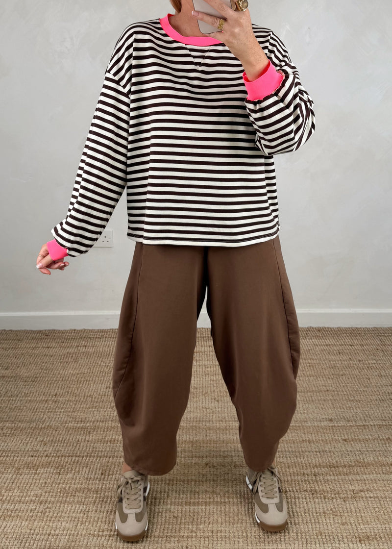 Finn barrel leg trouser - cocoa-The Style Attic
