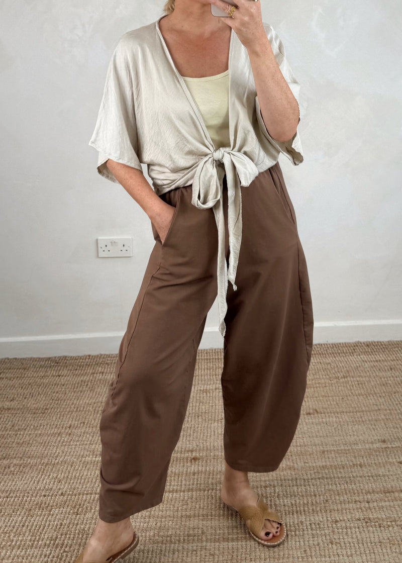Finn barrel leg trouser - cocoa-The Style Attic