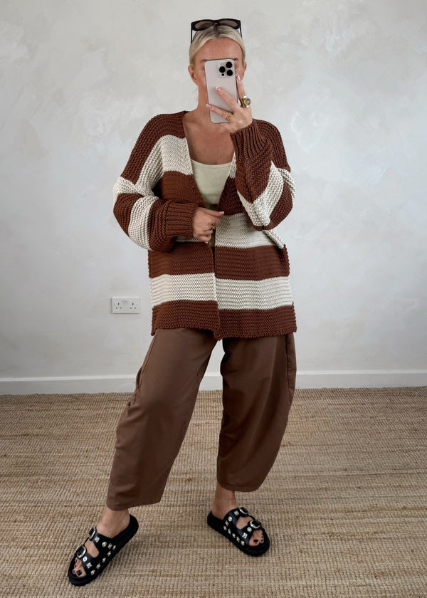 Finn barrel leg trouser - cocoa-The Style Attic