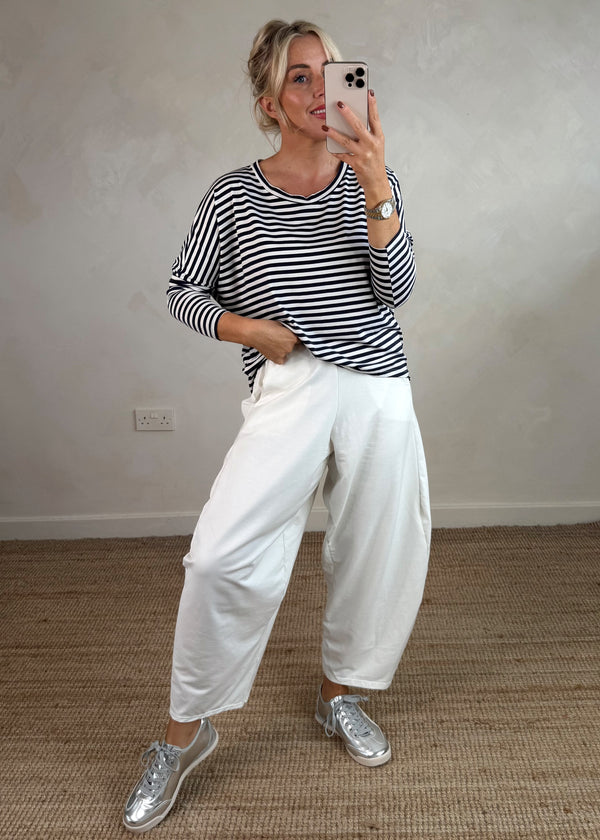 Finn barrel leg trouser - cream-The Style Attic