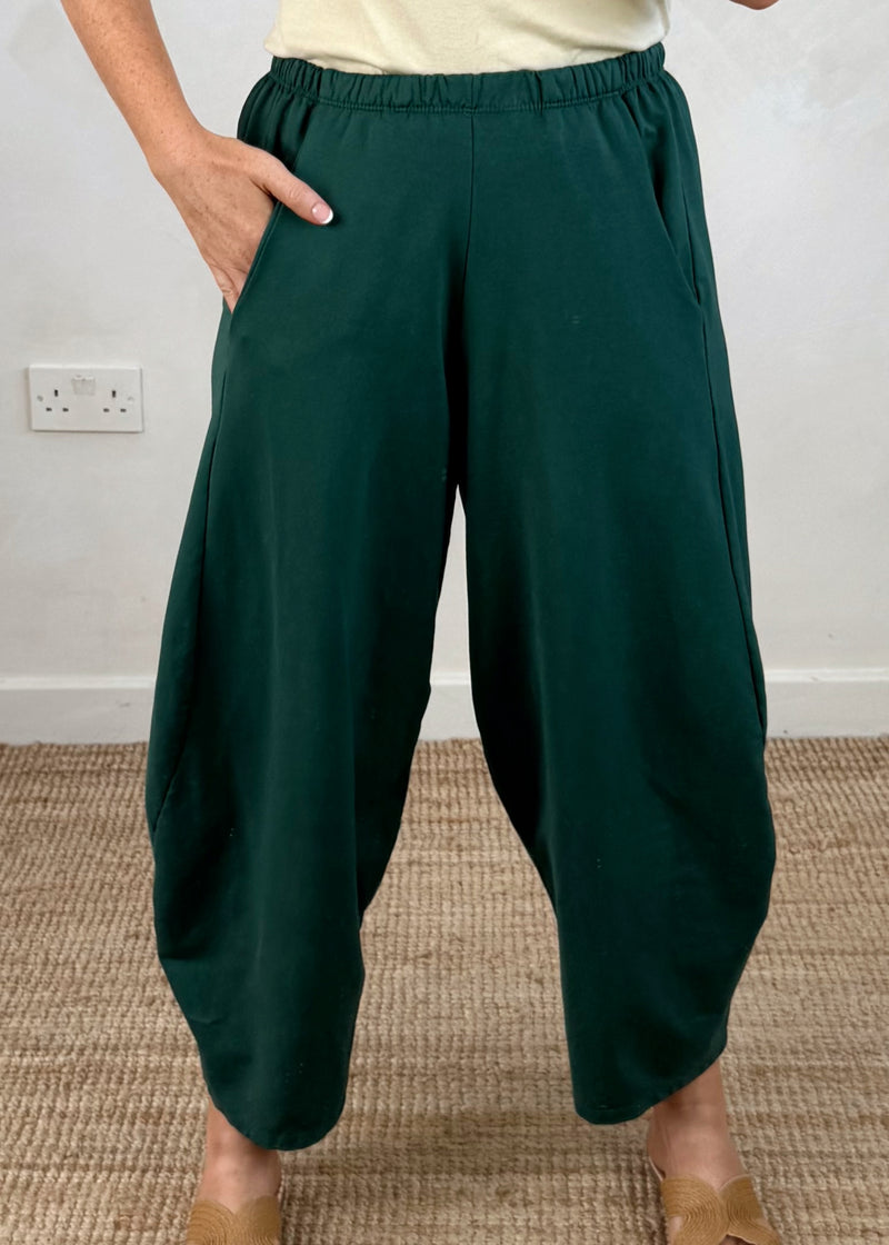 Finn barrel leg trouser - forest green-The Style Attic