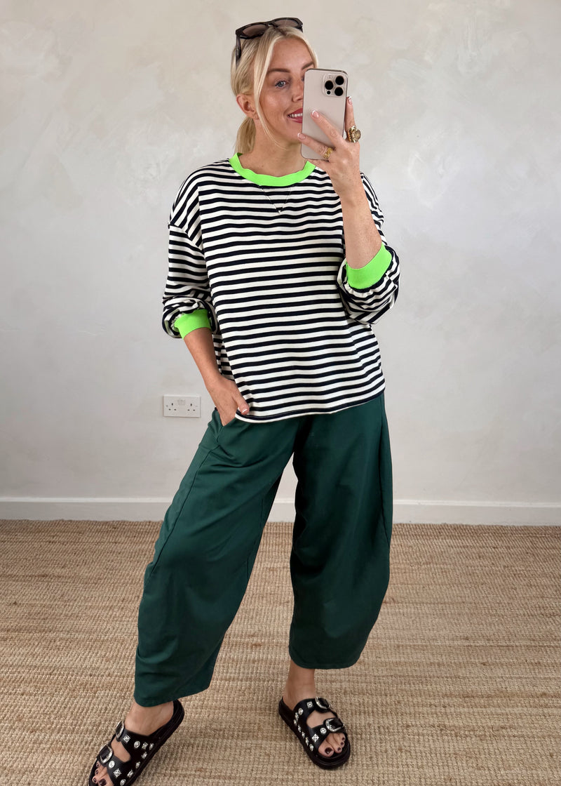 Finn barrel leg trouser - forest green-The Style Attic