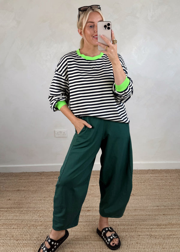 Finn barrel leg trouser - forest green-The Style Attic