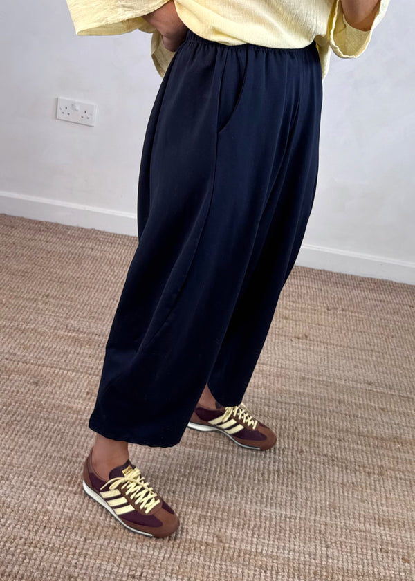 Finn barrel leg trouser - navy-The Style Attic