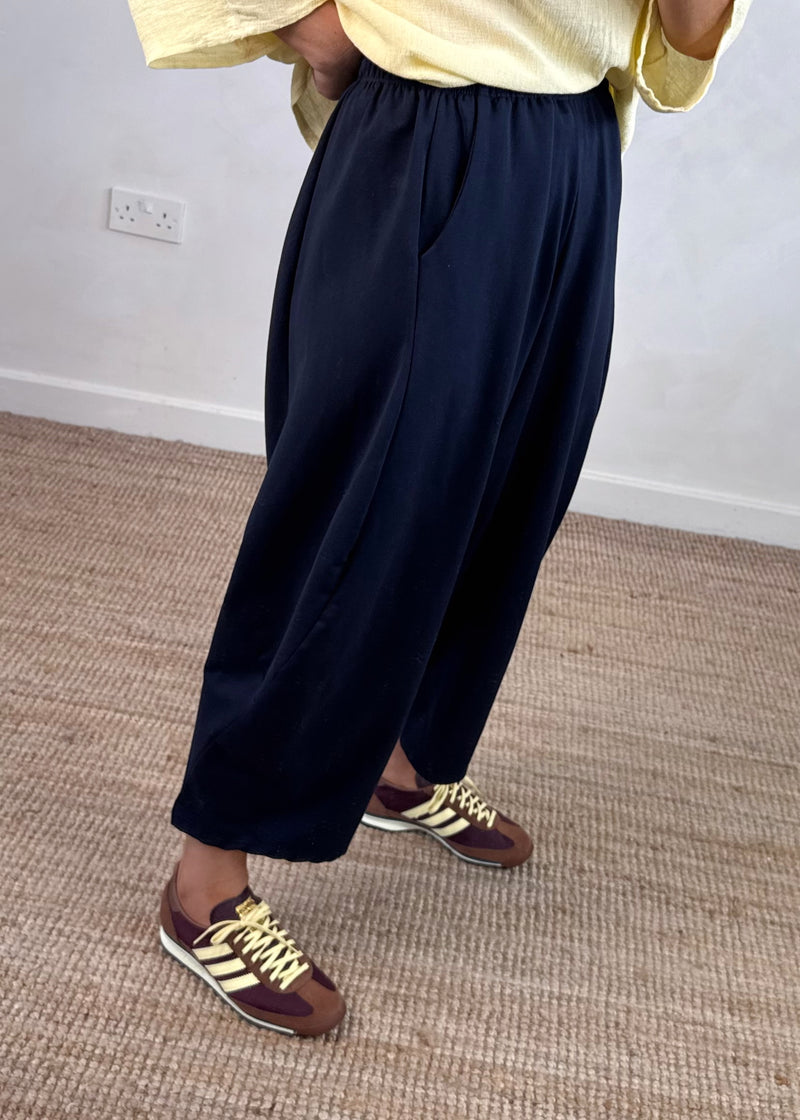 Finn barrel leg trouser - navy-The Style Attic