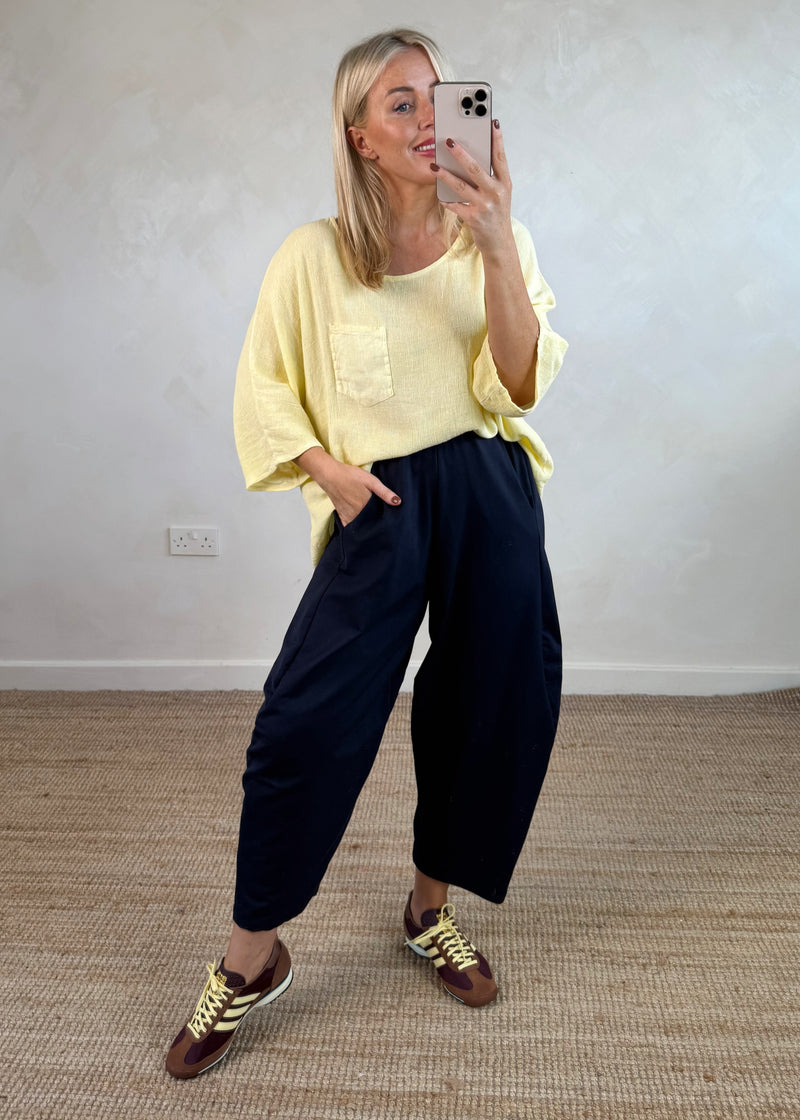 Finn barrel leg trouser - navy-The Style Attic