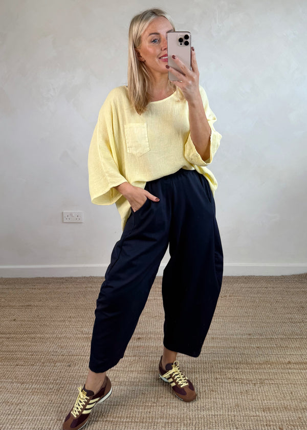 Finn barrel leg trouser - navy-The Style Attic