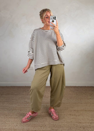 Finn barrel leg trouser - sand-The Style Attic
