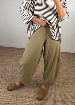 Finn barrel leg trouser - sand-The Style Attic