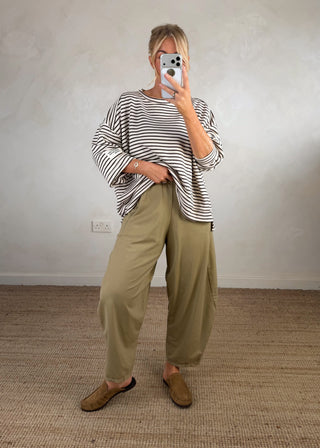 Finn barrel leg trouser - sand-The Style Attic