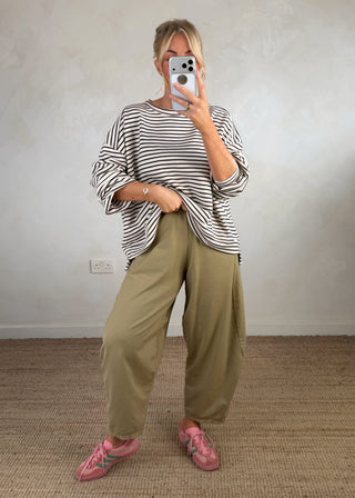 Finn barrel leg trouser - sand-The Style Attic