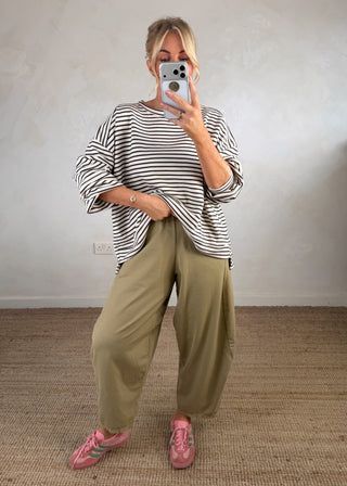 Finn barrel leg trouser - sand-The Style Attic