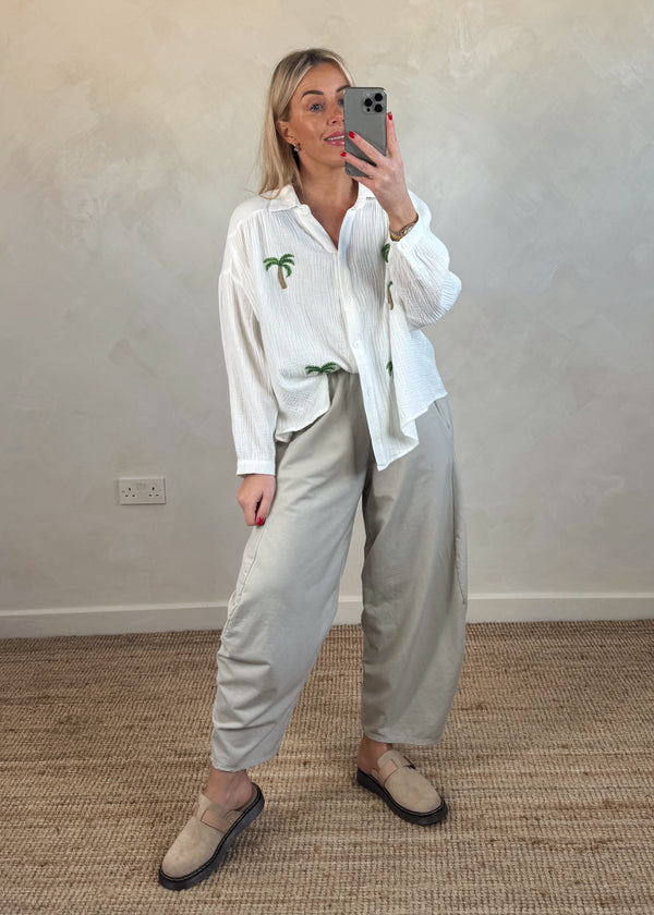 Finn barrel leg trouser - stone-The Style Attic