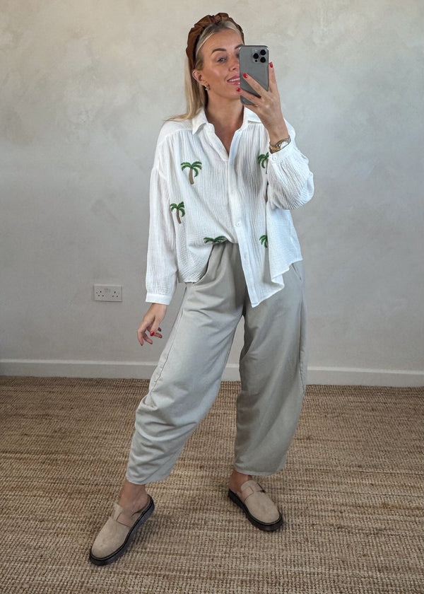 Finn barrel leg trouser - stone-The Style Attic