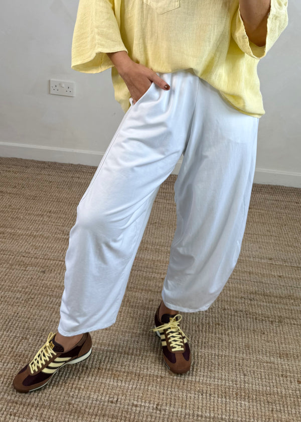 Finn barrel leg trouser - white-The Style Attic