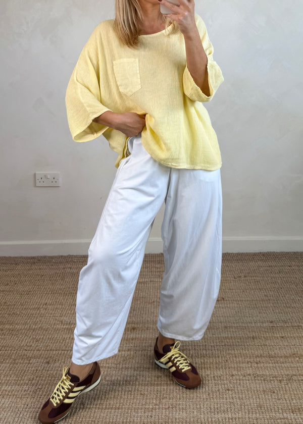 Finn barrel leg trouser - white-The Style Attic