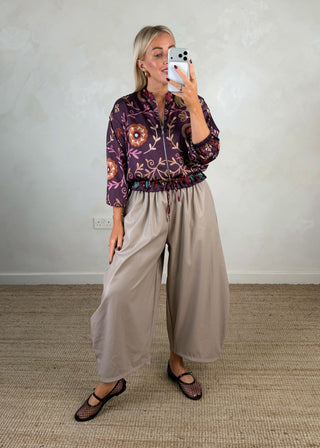 Finn leather look barrel leg trouser - Mocha-The Style Attic