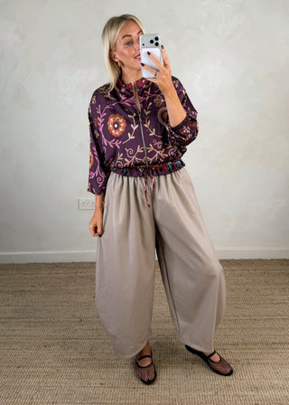 Finn leather look barrel leg trouser - Mocha-The Style Attic