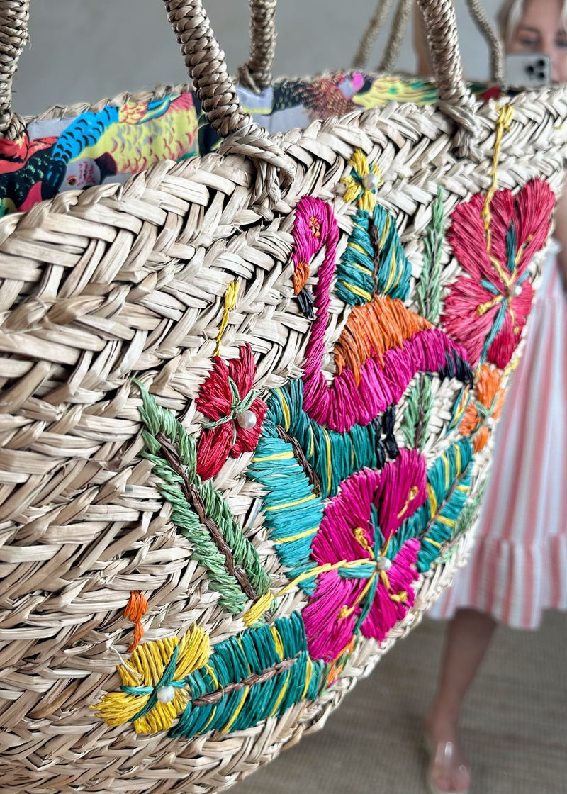 Flamingo straw bag-The Style Attic