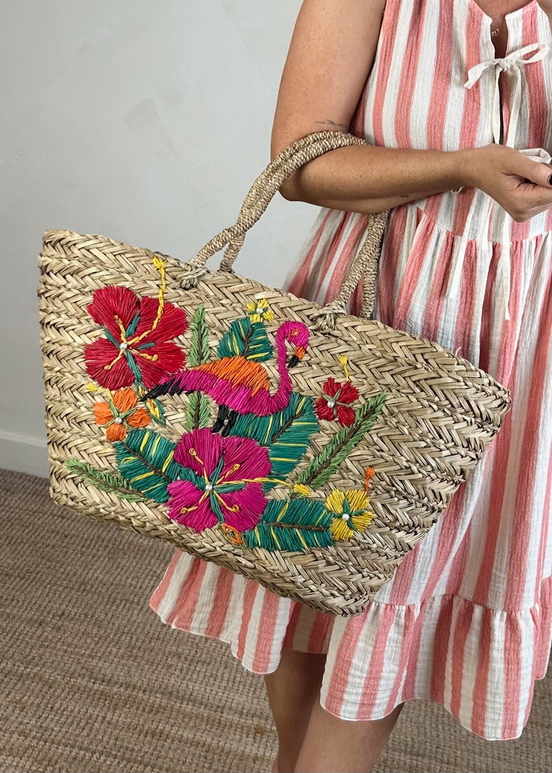 Flamingo straw bag-The Style Attic