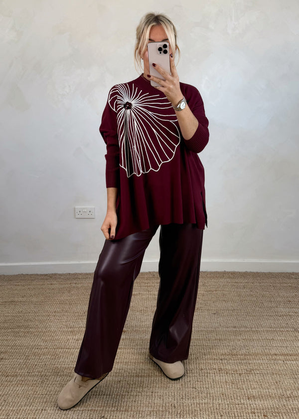 Flora Embroidered knit - Merlot-The Style Attic