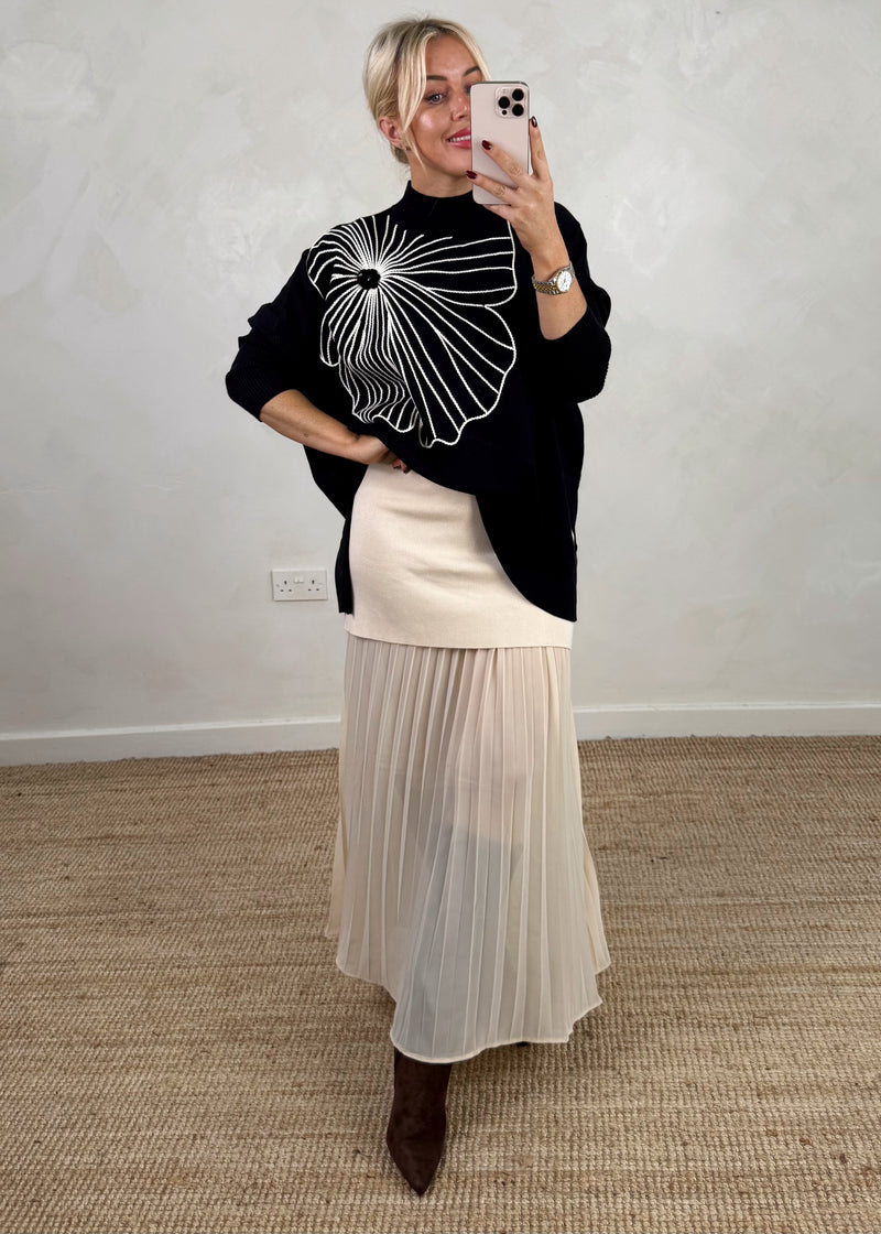 Flora Embroidered knit - black-The Style Attic