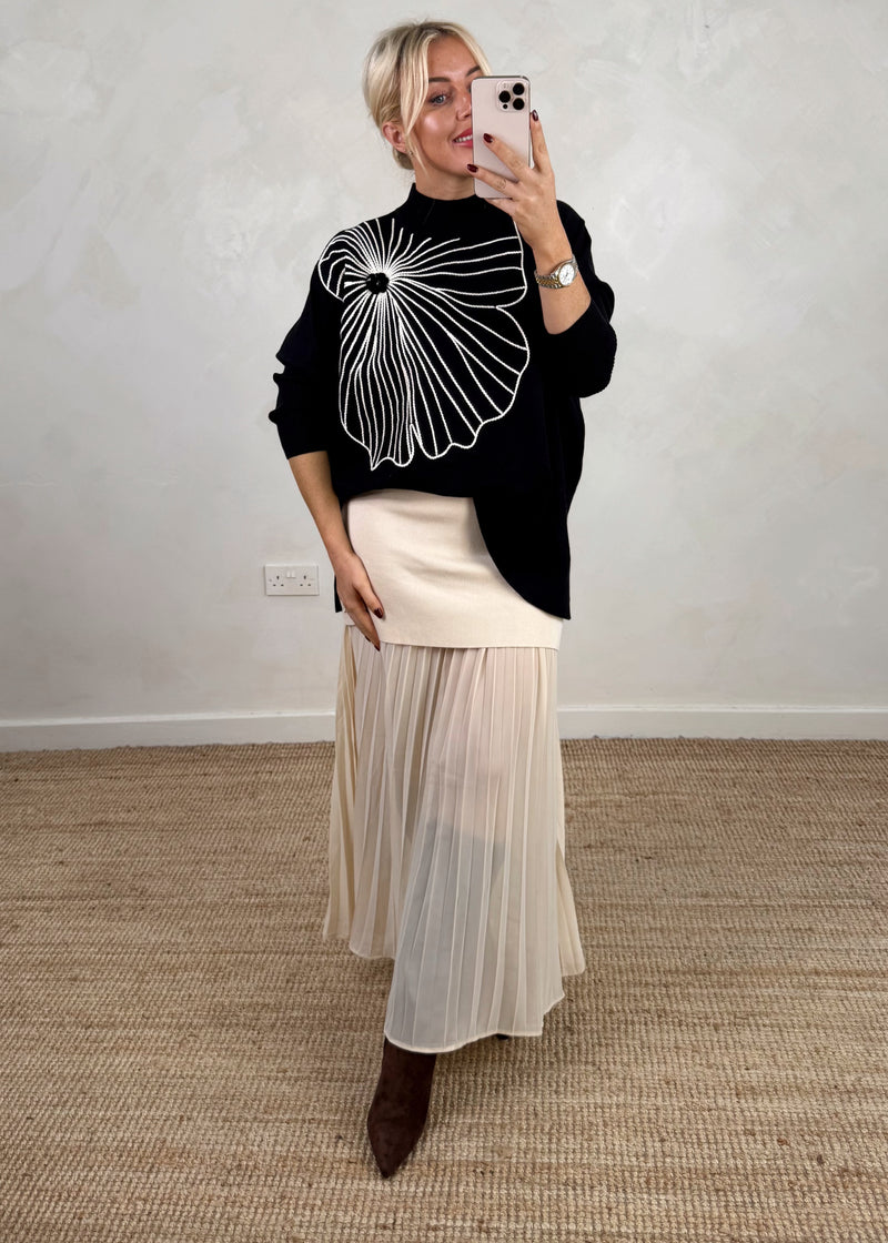 Flora Embroidered knit - black-The Style Attic