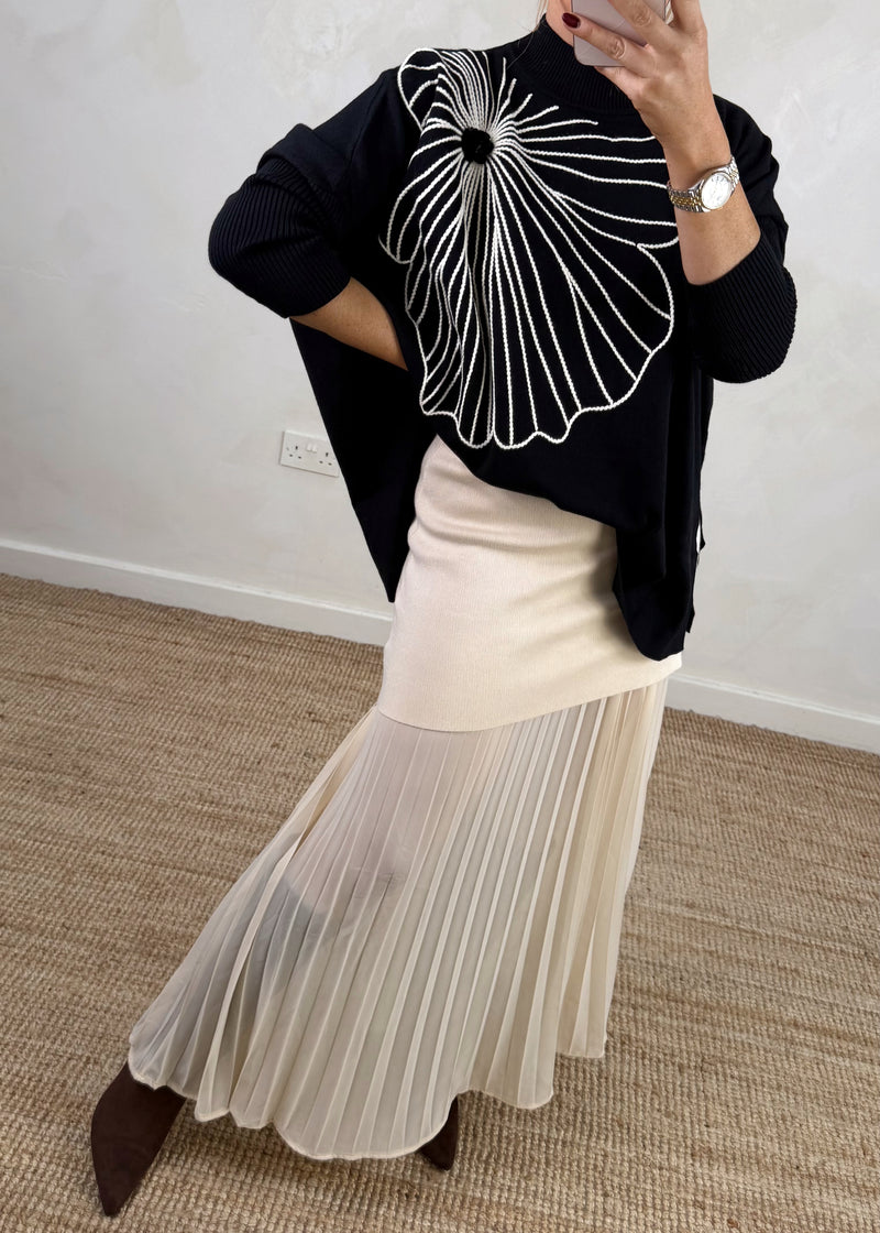 Flora Embroidered knit - black-The Style Attic