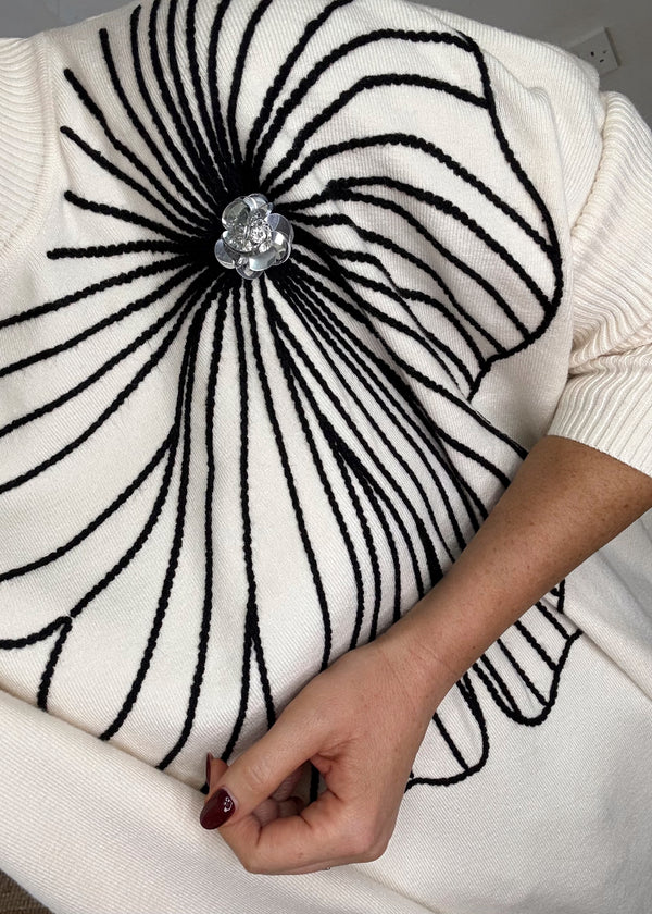 Flora Embroidered knit - cream-The Style Attic