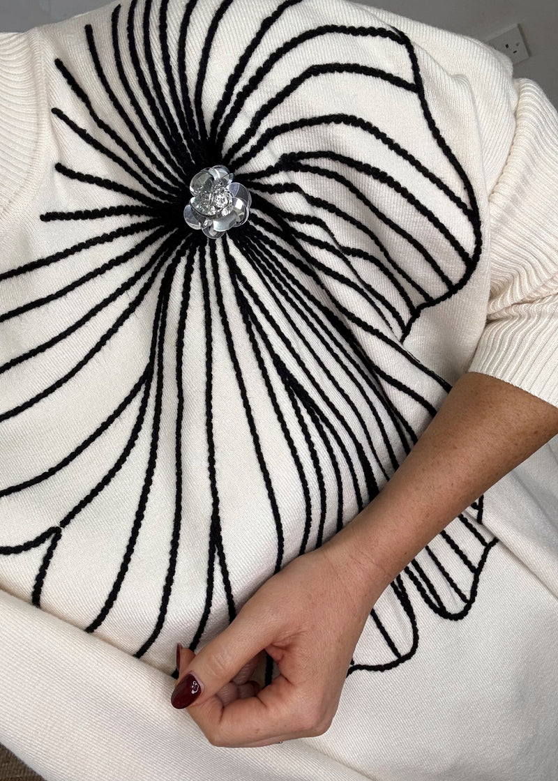 Flora Embroidered knit - cream-The Style Attic