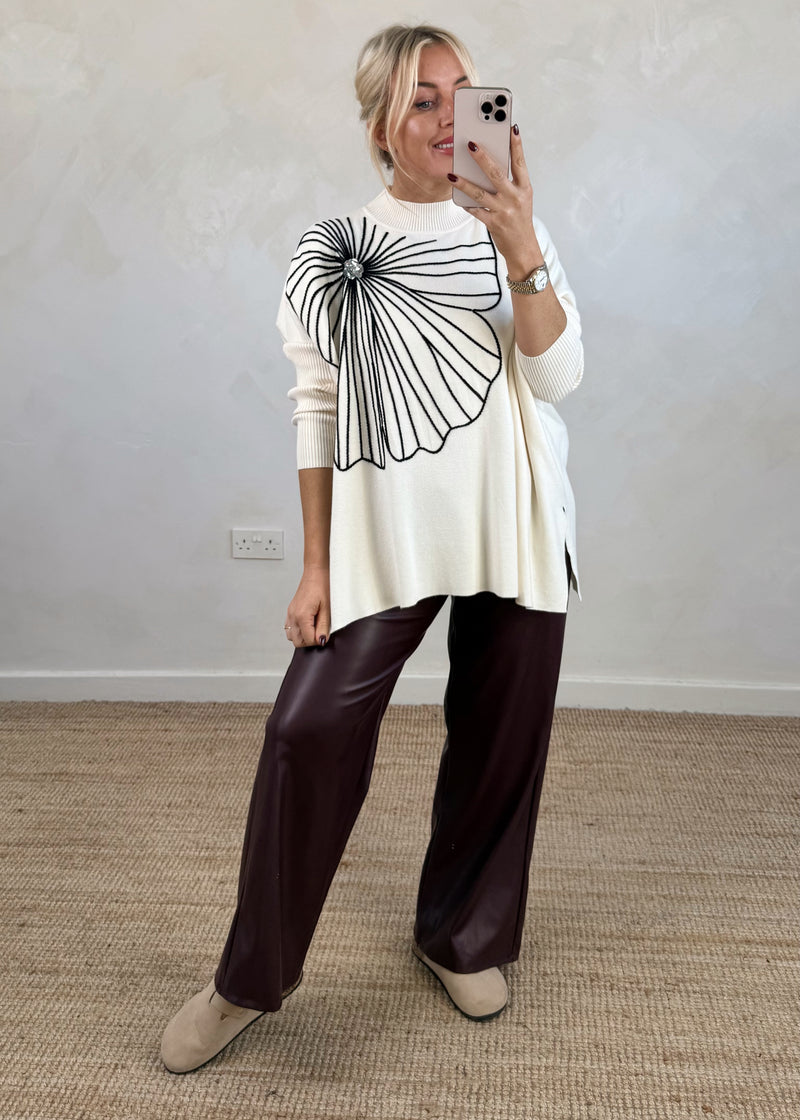 Flora Embroidered knit - cream-The Style Attic