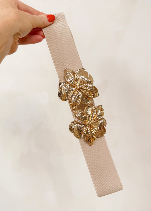 Flora stretch belt - beige-The Style Attic